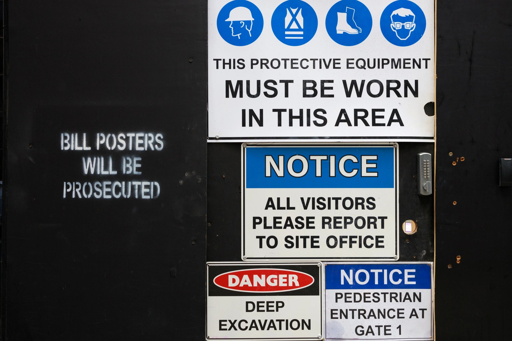 Safety signage representing compliance and safety focus