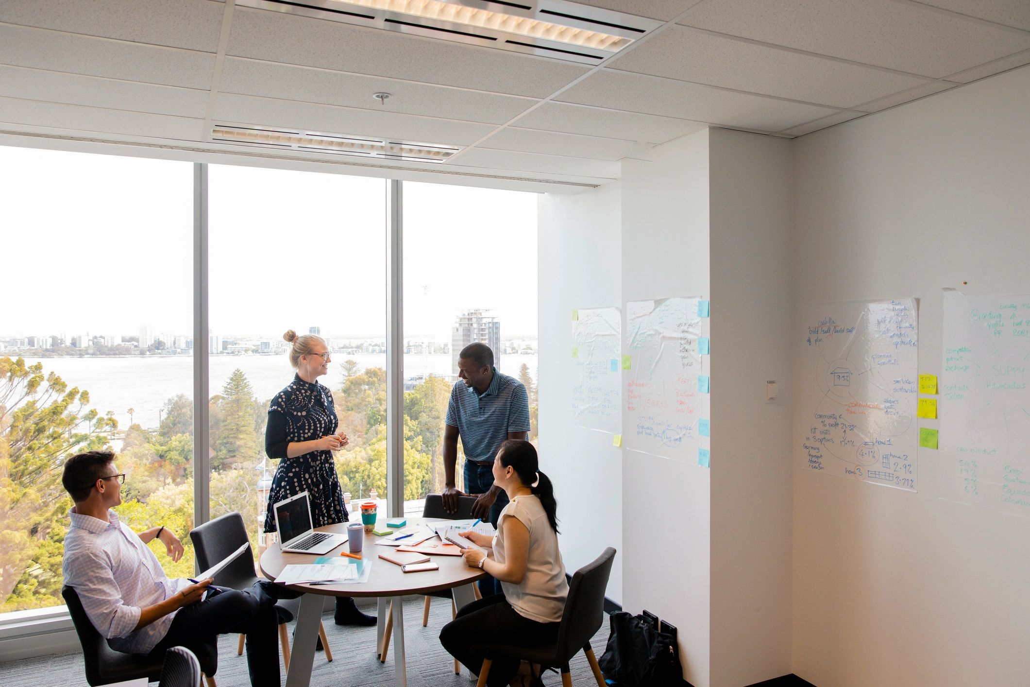 Professionals collaborating during a workshop