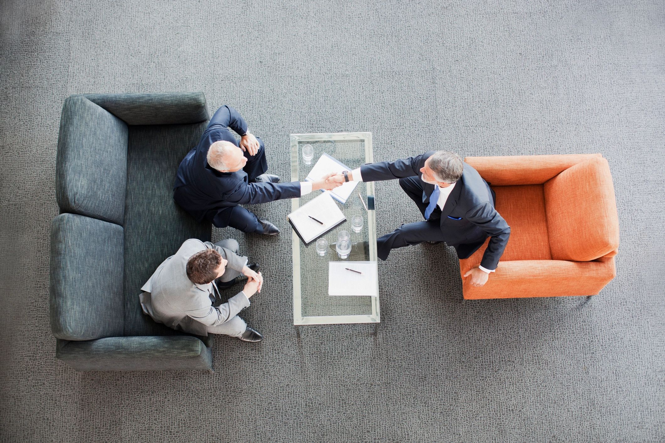 Professional handshake in an office setting