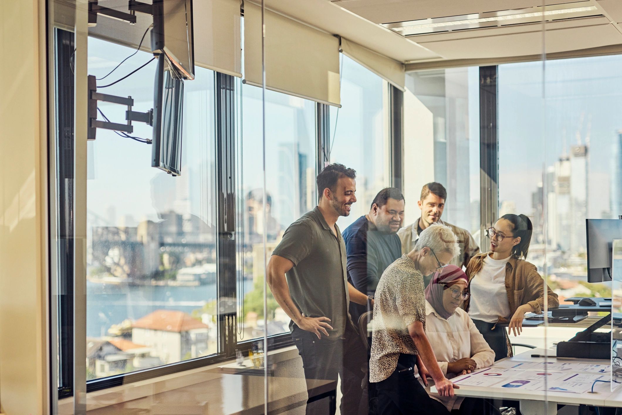 Professionals collaborating in an Australian office