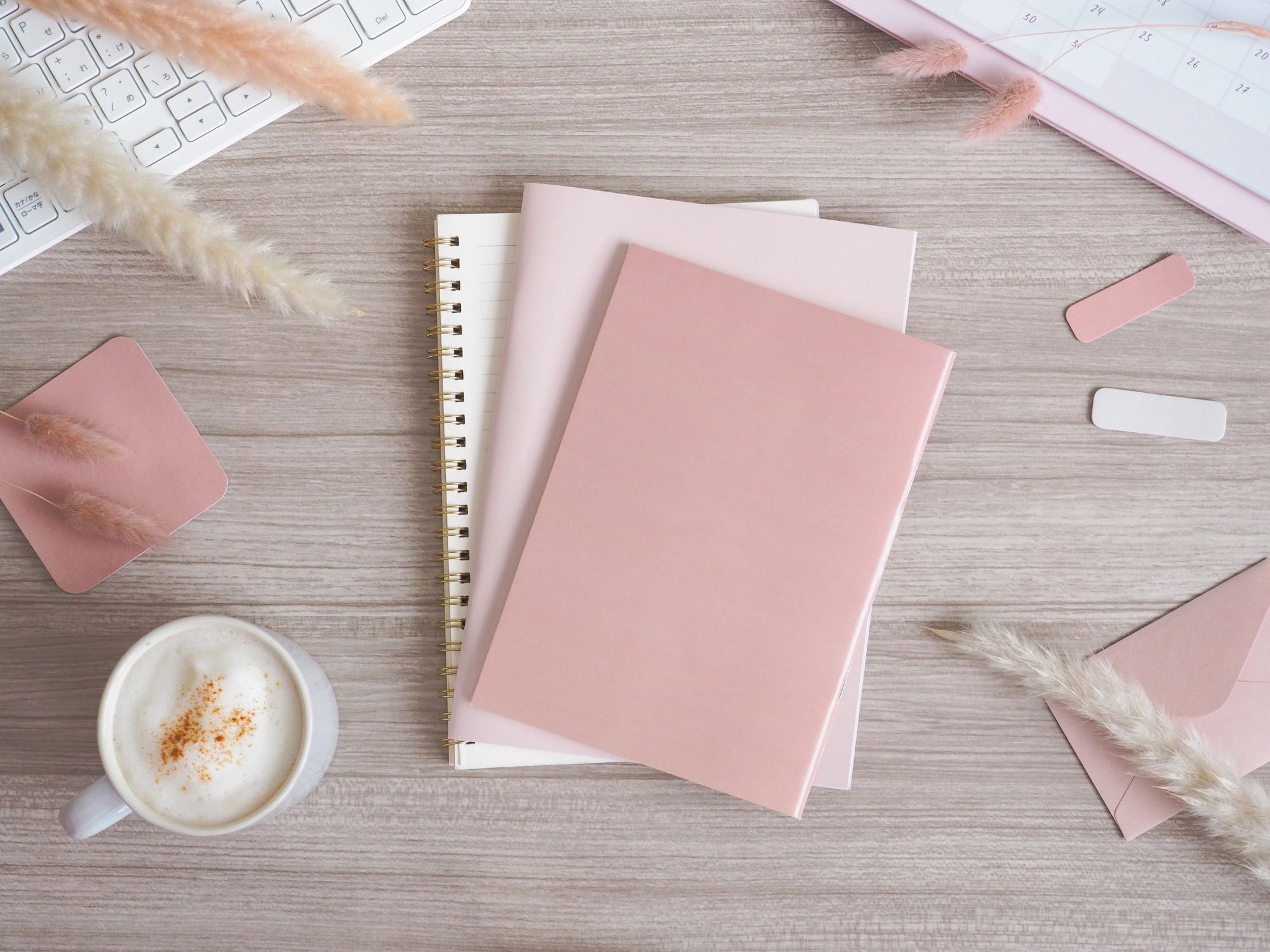 Office stationery supplies arranged on a desk