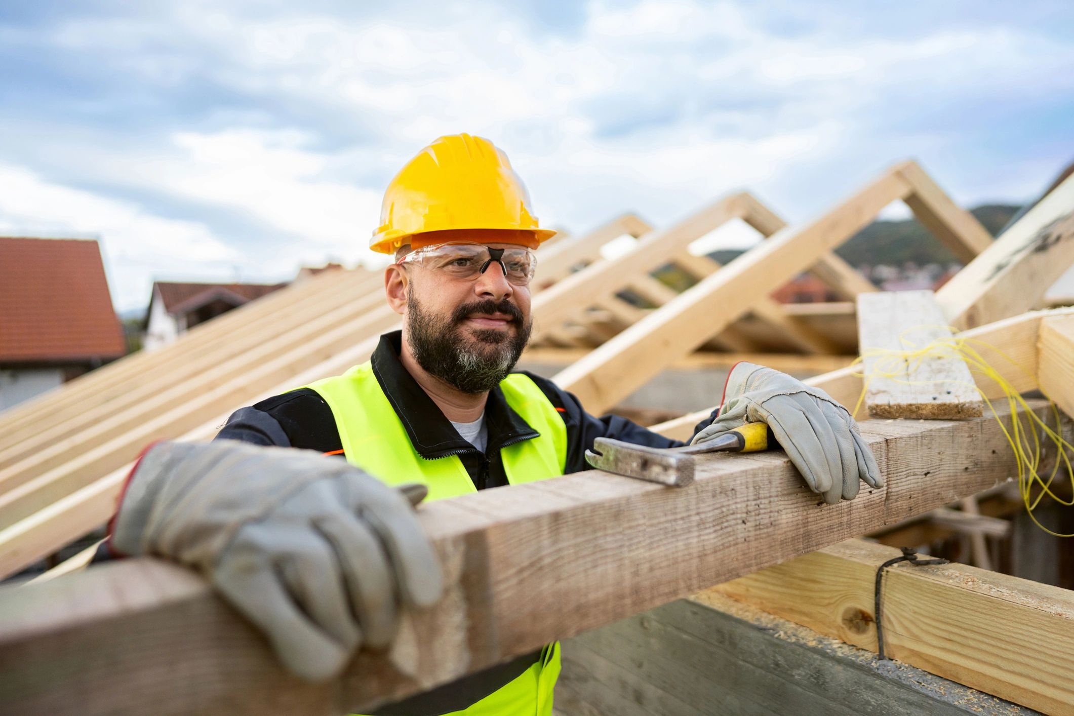 Roofer working on a construction site