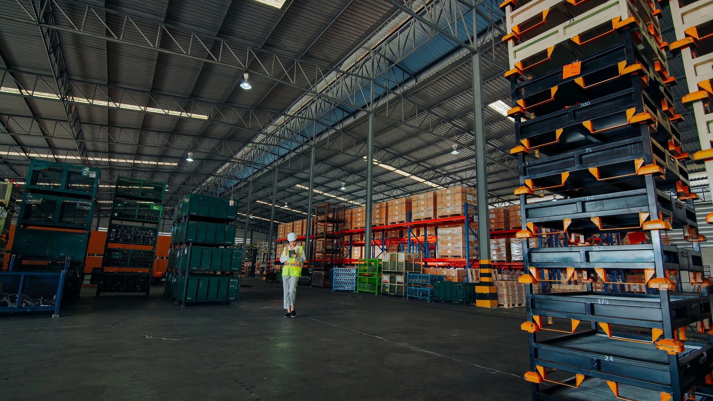 Warehouse inventory worker cataloging stock