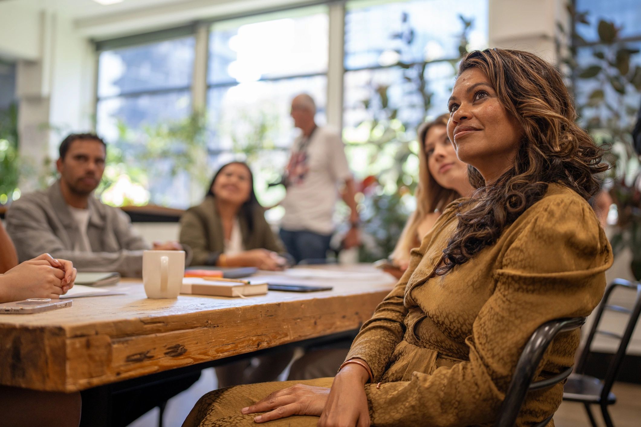 Participant listening during a small group discussion