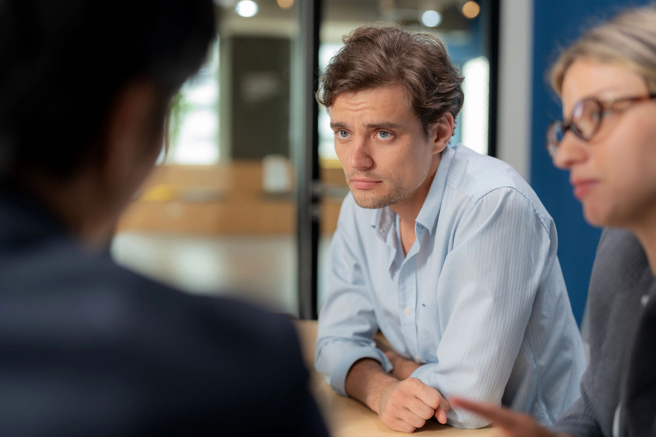 Business meeting with advisor speaking to a client
