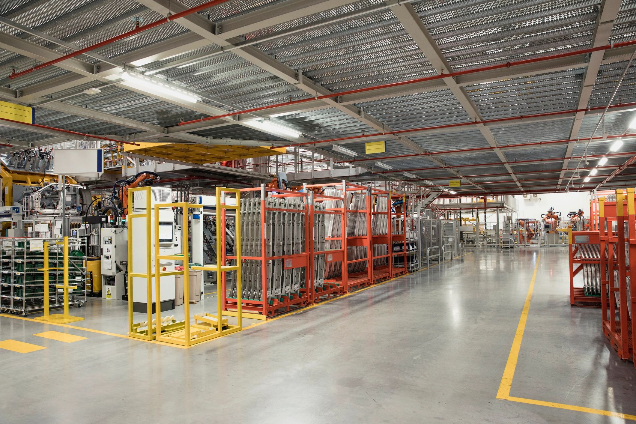 Wide shot of an empty factory interior